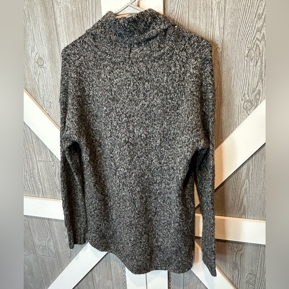 B13.03 Eddie Bauer Sleepwear Cowl Neck Sweater Dark Gray Tweed Loungewear - Picture 3 of 5